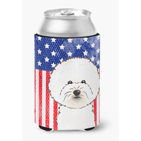 "Caroline's Treasures BB2147CC American Flag And Bichon Frise Can Or Bottle Hugger, Multicolor"