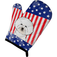 "Caroline's Treasures BB2147OVMT American Flag and Bichon Frise Oven Mitt, 12"" by 8.5"", Multicolor"
