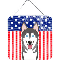 "Caroline's Treasures American Flag and Alaskan Malamute Door Hanging Prints wall-decor, Multicolor"