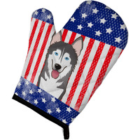"Caroline's Treasures BB2148OVMT American Flag and Alaskan Malamute Oven Mitt, 12"" by 8.5"", Multicolor"