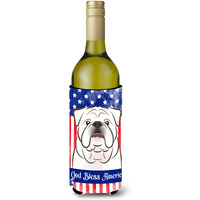 "Caroline's Treasures BB2150LITERK ""White English Bulldog"" Wine Bottle Hugger Koozie, 750ml, Multicolor"