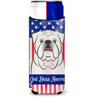 "Caroline's Treasures BB2150MUK ""White English Bulldog Michelob Ultra Koozies for Slim Cans, Multicolor"