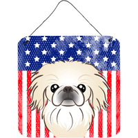 "Caroline's Treasures American Flag and Pekingese Door Hanging Prints wall-decor, Multicolor"