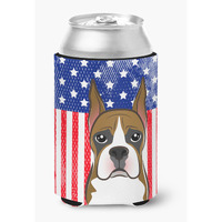 "Caroline's Treasures BB2153CC American Flag And Boxer Can Or Bottle Hugger, Multicolor"