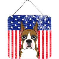 "Caroline's Treasures American Flag and Boxer Door Hanging Prints wall-decor, Multicolor"