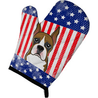 "Caroline's Treasures BB2153OVMT American Flag and Boxer Oven Mitt, 12"" by 8.5"", Multicolor"