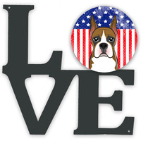 "Caroline's Treasures American Flag and Boxer Metal Artwork Love wall-decor, Multicolor"