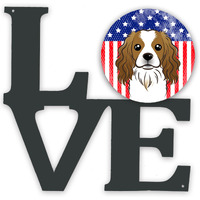 "Caroline's Treasures American Flag and Cavalier Spaniel Metal Artwork Love wall-decor, Multicolor"