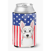 "Caroline's Treasures BB2156CC American Flag And Westie Can Or Bottle Hugger, Multicolor"