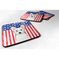 "Caroline's Treasures BB2156FC American Flag And Westie Foam Coaster (Set of 4), 3.5"", Multicolor"