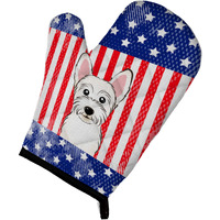 "Caroline's Treasures BB2156OVMT American Flag and Westie Oven Mitt, 12"" by 8.5"", Multicolor"
