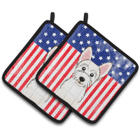 "Caroline's Treasures American Flag & Westie Pair of Pot Holders BB2156PTHD, 7.5HX7.5W, Multicolor"