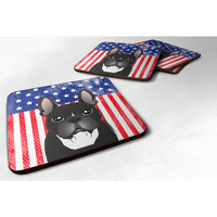 "Caroline's Treasures BB2157FC American Flag And French Bulldog Foam Coaster (Set of 4), 3.5"", Multicolor"