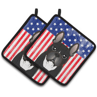 "Caroline's Treasures American Flag & French Bulldog Pair of Pot Holders BB2157PTHD, 7.5HX7.5W, Multicolor"