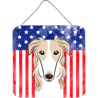 "Caroline's Treasures American Flag and Borzoi Door Hanging Prints wall-decor, Multicolor"