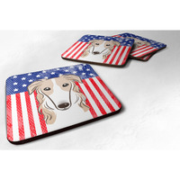 "Caroline's Treasures BB2158FC American Flag And Borzoi Foam Coaster (Set of 4), 3.5"", Multicolor"