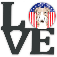 "Caroline's Treasures American Flag and Borzoi Metal Artwork Love wall-decor, Multicolor"