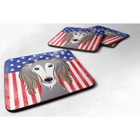 "Caroline's Treasures BB2159FC American Flag And Saluki Foam Coaster (Set of 4), 3.5"", Multicolor"