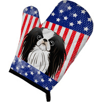 "Caroline's Treasures BB2160OVMT American Flag and Japanese Chin Oven Mitt, 12"" by 8.5"", Multicolor"