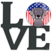 "Caroline's Treasures American Flag and Weimaraner Metal Artwork Love wall-decor, Multicolor"