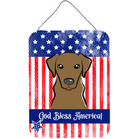"Caroline's Treasures God Bless American Flag with Wirehaired Dachshund Wall or Door Hanging Prints BB2163DS1216, 16HX12W, Multicolor"