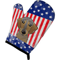 "Caroline's Treasures BB2163OVMT American Flag and Wirehaired Dachshund Oven Mitt, 12"" by 8.5"", Multicolor"