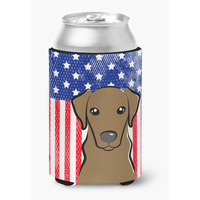 "Caroline's Treasures BB2164CC American Flag And Chocolate Labrador Can Or Bottle Hugger, Multicolor"