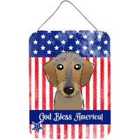 "Caroline's Treasures God Bless American Flag with Chocolate Labrador Wall or Door Hanging Prints BB2164DS1216, 16HX12W, Multicolor"