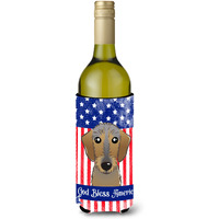 "Caroline's Treasures BB2164LITERK ""God Bless American Flag with Chocolate Labrador"" Wine Bottle Hugger Koozie, 750ml, Multicolor"