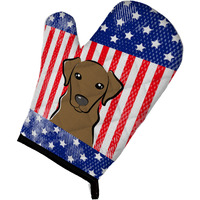 "Caroline's Treasures BB2164OVMT American Flag and Chocolate Labrador Oven Mitt, 12"" by 8.5"", Multicolor"