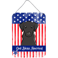 "Caroline's Treasures God Bless American Flag with Black Labrador Wall or Door Hanging Prints BB2165DS1216, 16HX12W, Multicolor"