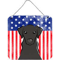 "Caroline's Treasures American Flag and Black Labrador Door Hanging Prints wall-decor, Multicolor"