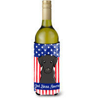 "Caroline's Treasures BB2165LITERK ""God Bless American Flag with Black Labrador"" Wine Bottle Hugger Koozie, 750ml, Multicolor"