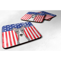 "Caroline's Treasures BB2166FC American Flag And Italian Greyhound Foam Coaster (Set of 4), 3.5"", Multicolor"