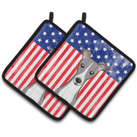 "Caroline's Treasures American Flag & Italian Greyhound Pair of Pot Holders BB2166PTHD, 7.5HX7.5W, Multicolor"