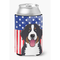 "Caroline's Treasures BB2167CC American Flag And Bernese Mountain Dog Can Or Bottle Hugger, Multicolor"