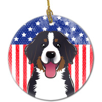 Caroline's Treasures American Flag and Bernese Mountain Dog Ceramic Ornament