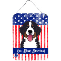 "Caroline's Treasures God Bless American Flag with Bernese Mountain Dog Wall or Door Hanging Prints BB2167DS1216, 16HX12W, Multicolor"
