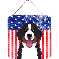 "Caroline's Treasures American Flag and Bernese Mountain Dog Door Hanging Prints wall-decor, Multicolor"