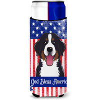 "Caroline's Treasures BB2167MUK ""God Bless American Flag with Bernese Mountain Dog Michelob Ultra Koozies for Slim Cans, Multicolor"