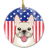 "Caroline's Treasures American Flag and French Bulldog Ceramic Ornament, Multicolor"
