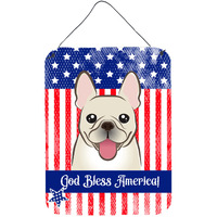 "Caroline's Treasures God Bless American Flag with French Bulldog Wall or Door Hanging Prints BB2168DS1216, 16HX12W, Multicolor"