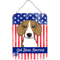 "Caroline's Treasures God Bless American Flag with Beagle Wall or Door Hanging Prints BB2169DS1216, 16HX12W, Multicolor"