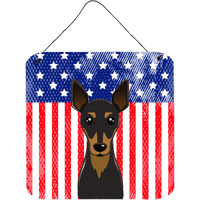 "Caroline's Treasures American Flag and Min Pin Door Hanging Prints wall-decor, Multicolor"