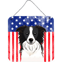"Caroline's Treasures American Flag and Border Collie Door Hanging Prints wall-decor, Multicolor"