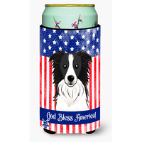 "Caroline's Treasures BB2171TBC ""God Bless American Flag with Border Collie"" Tall Boy Hugger Koozie, Multicolor"