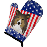 "Caroline's Treasures BB2172OVMT American Flag and Sheltie Oven Mitt, 12"" by 8.5"", Multicolor"