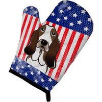"Caroline's Treasures BB2173OVMT American Flag and Basset Hound Oven Mitt, 12"" by 8.5"", Multicolor"