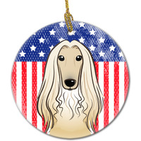 "Caroline's Treasures American Flag and Afghan Hound Ceramic Ornament, Multicolor"
