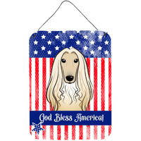 "Caroline's Treasures God Bless American Flag with Afghan Hound Wall or Door Hanging Prints BB2174DS1216, 16HX12W, Multicolor"